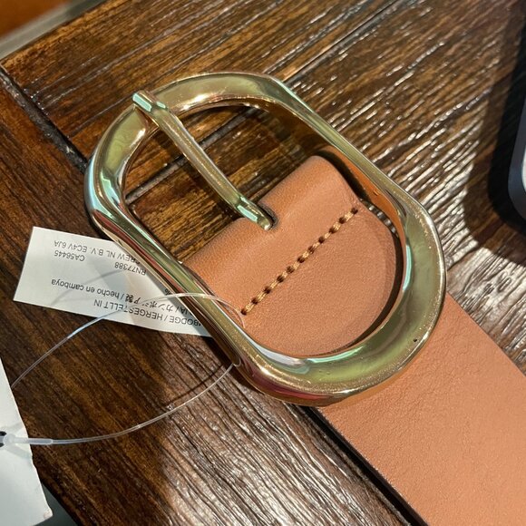 NWT Flawed J.Crew Women's XL Oval Buckle Belt Italian Leather Rich Toffee Brown - Picture 9 of 16